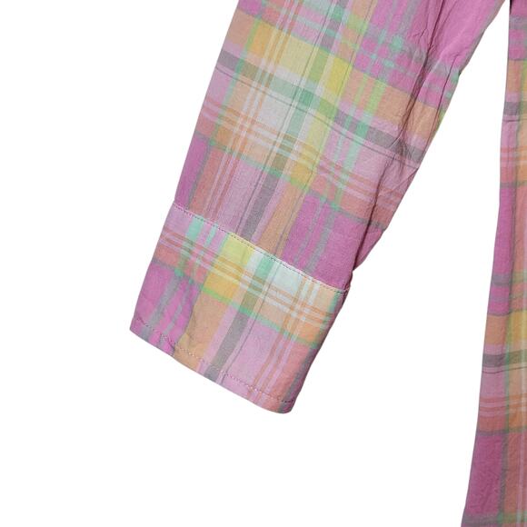 Ralph Lauren Pink and Yellow Plaid Shirt Button Down Tunic Casual Classic Size S - Picture 7 of 13